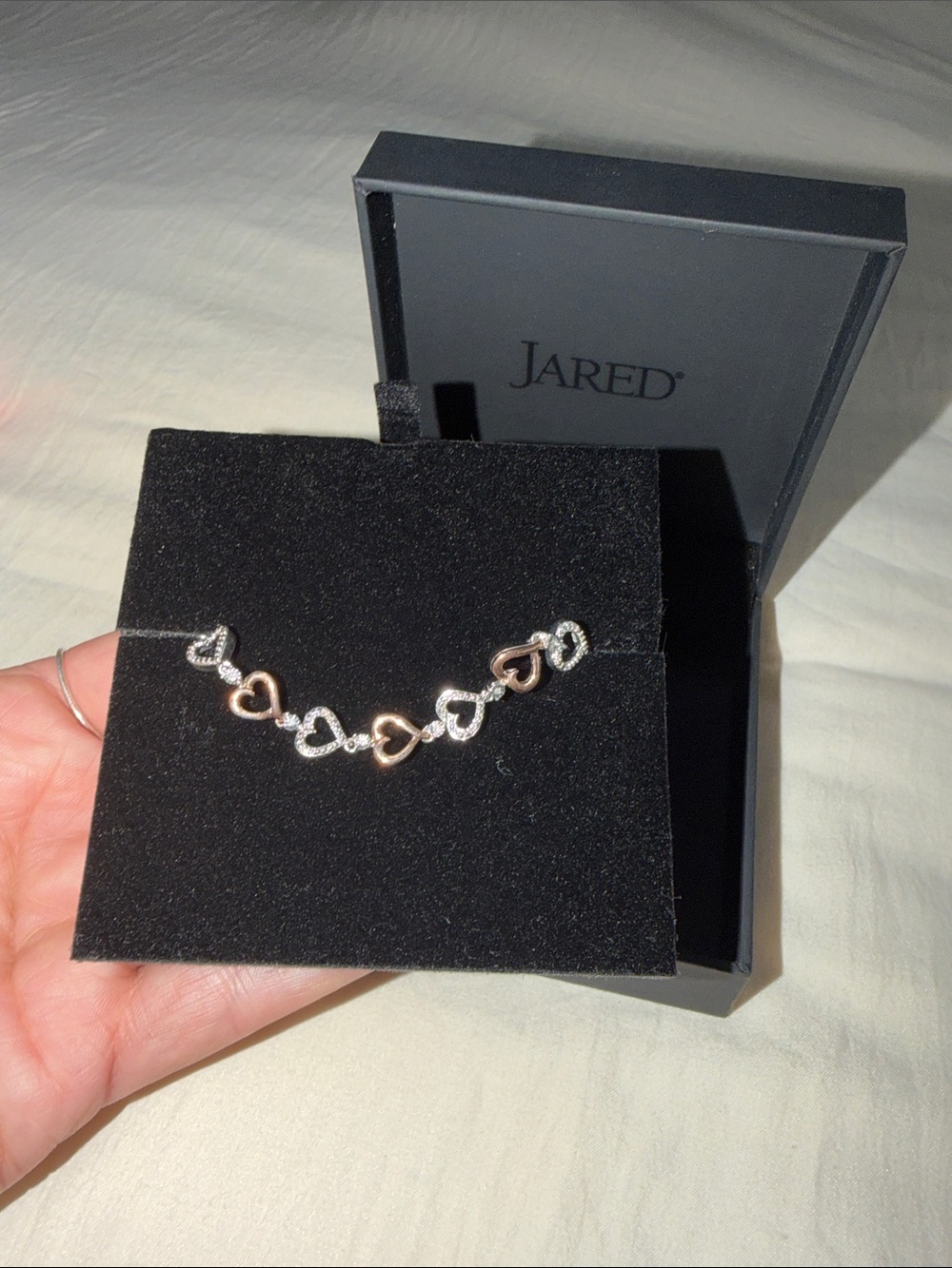 Two-Tone Heart Link Bracelet — Rose Gold & Silver